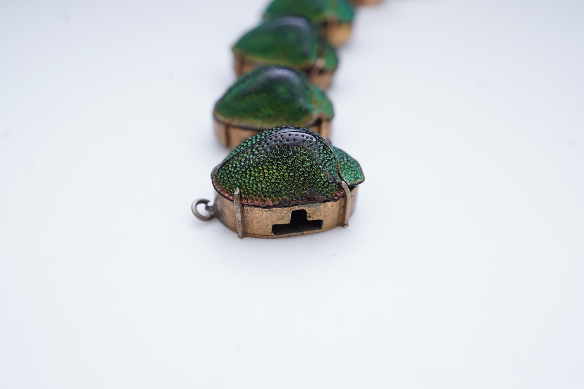 A Victorian beetle carapace bracelet, mid 19th century
